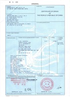 China certificate of origin