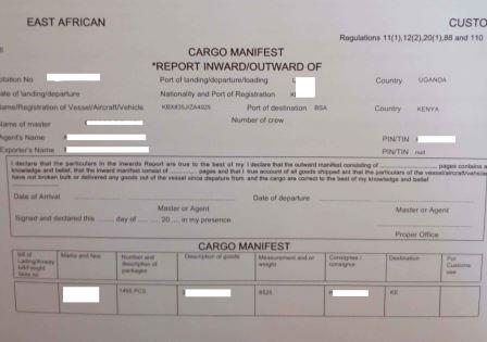 Cargo movement form