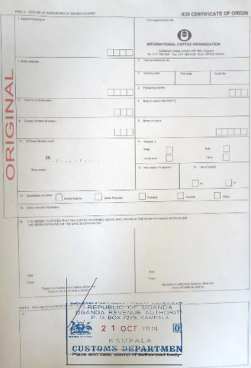 Certificate of origin (Optional)